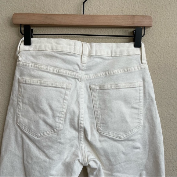 Everlane The Kick Crop Jean High Rise Raw Hem Bone White 24 Regular - Picture 11 of 13